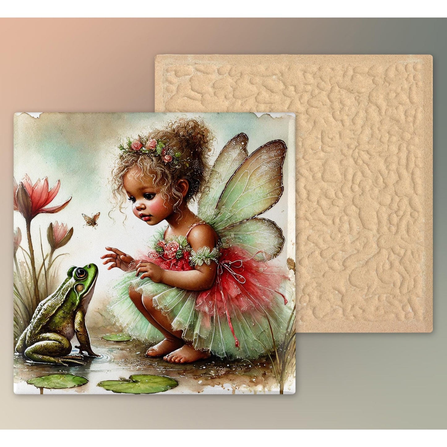 Adorable Fairy Princess Ceramic Tile | Whimsical Nursery Decor for Children's Room | Perfect Baby Shower Gift