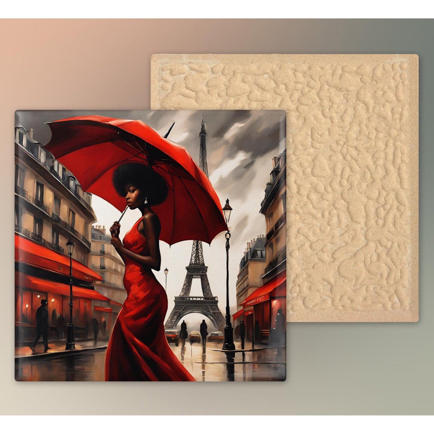 Black Woman Art Ceramic Tile, Trendy Wall Art Black Girl Art, Black Woman Wall Art, African American Woman Art, About Last Night in Paris