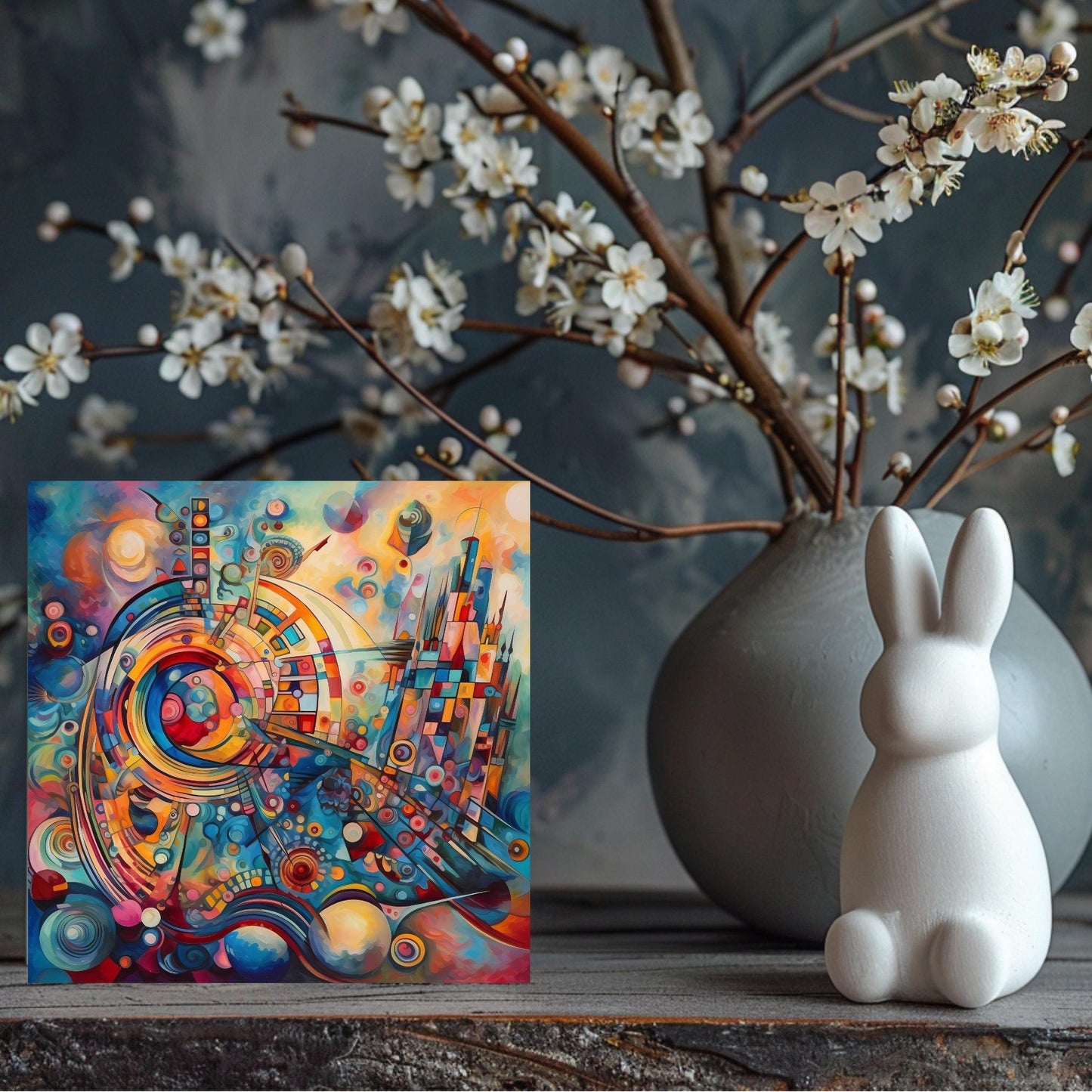 Abstract Art Ceramic Tile, Contemporary Wall Hanging for Unique Home Decor, Perfect Gift for Art Enthusiasts