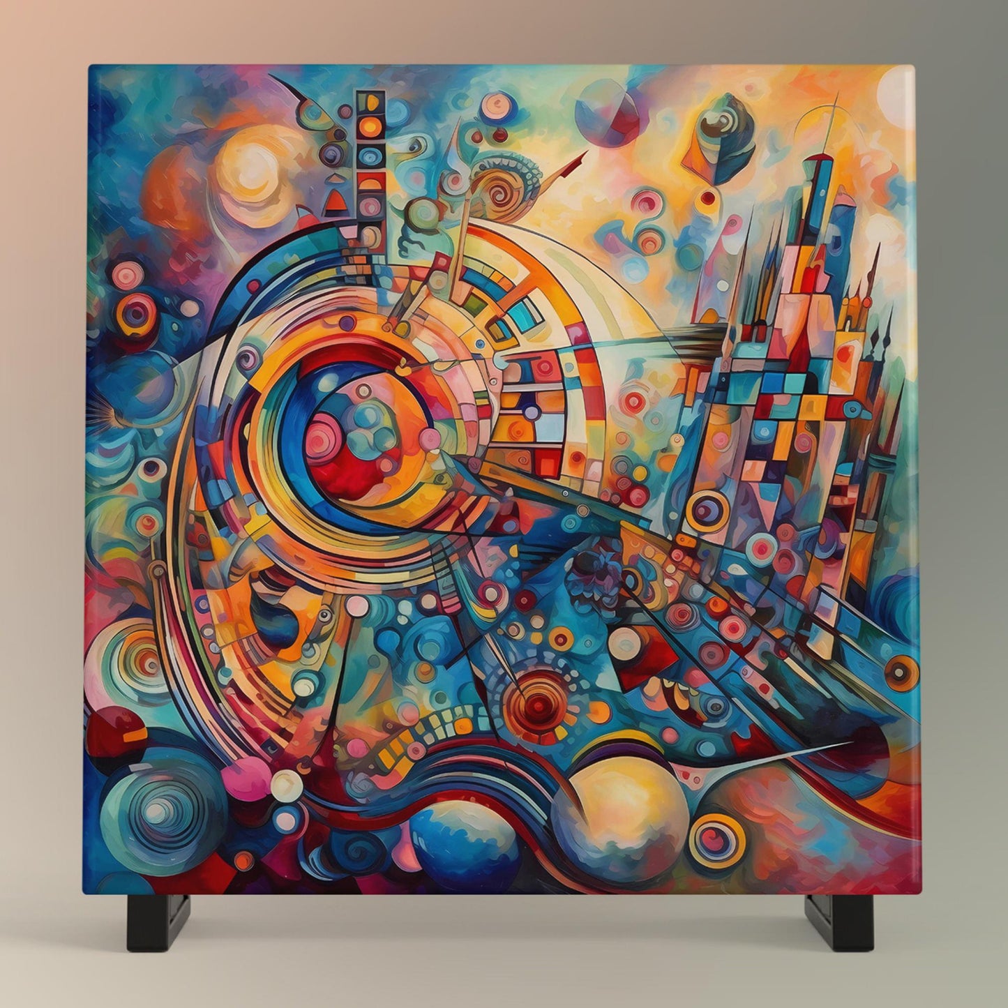Abstract Art Ceramic Tile, Contemporary Wall Hanging for Unique Home Decor, Perfect Gift for Art Enthusiasts