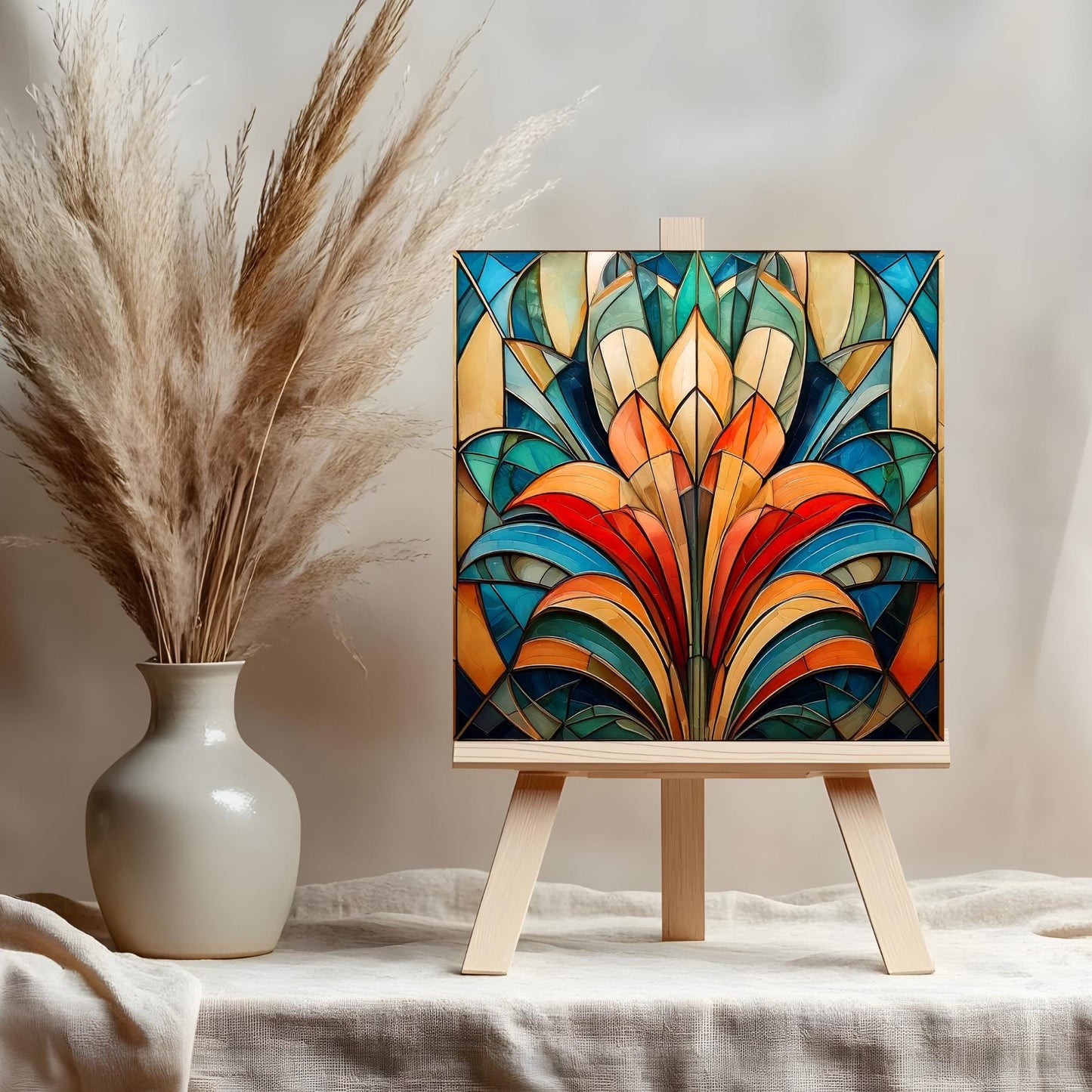Art Nouveau Floral Ceramic Art Tile, Handcrafted Decorative Tile for Elegant Home Decor, Unique Gift for Art Lovers