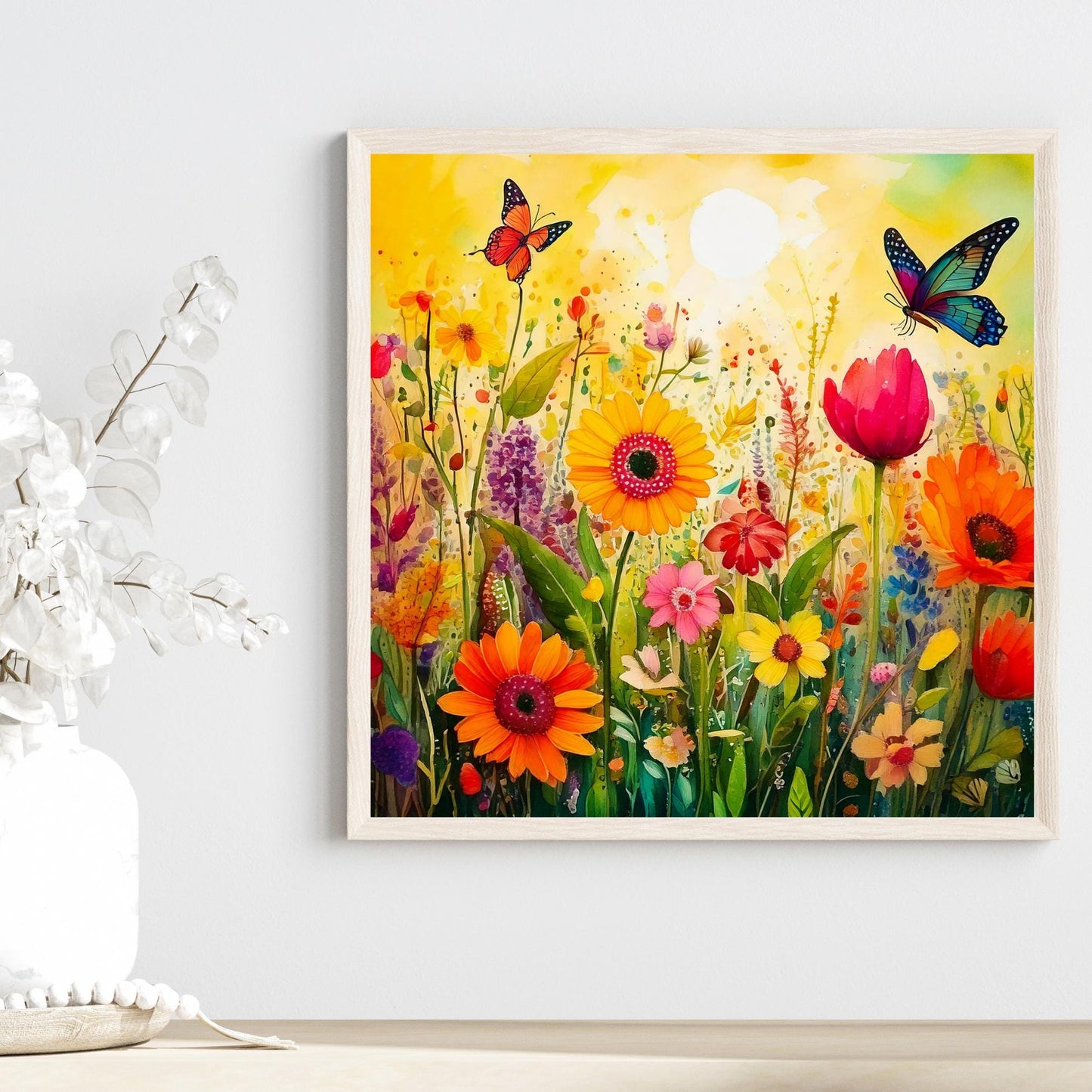 Wildflowers Botanical Ceramic Art Tile | Wall Decor | Spring Home Decor | Floral Art | Whimsical Flowers | Wall Tile | Gift for Mom