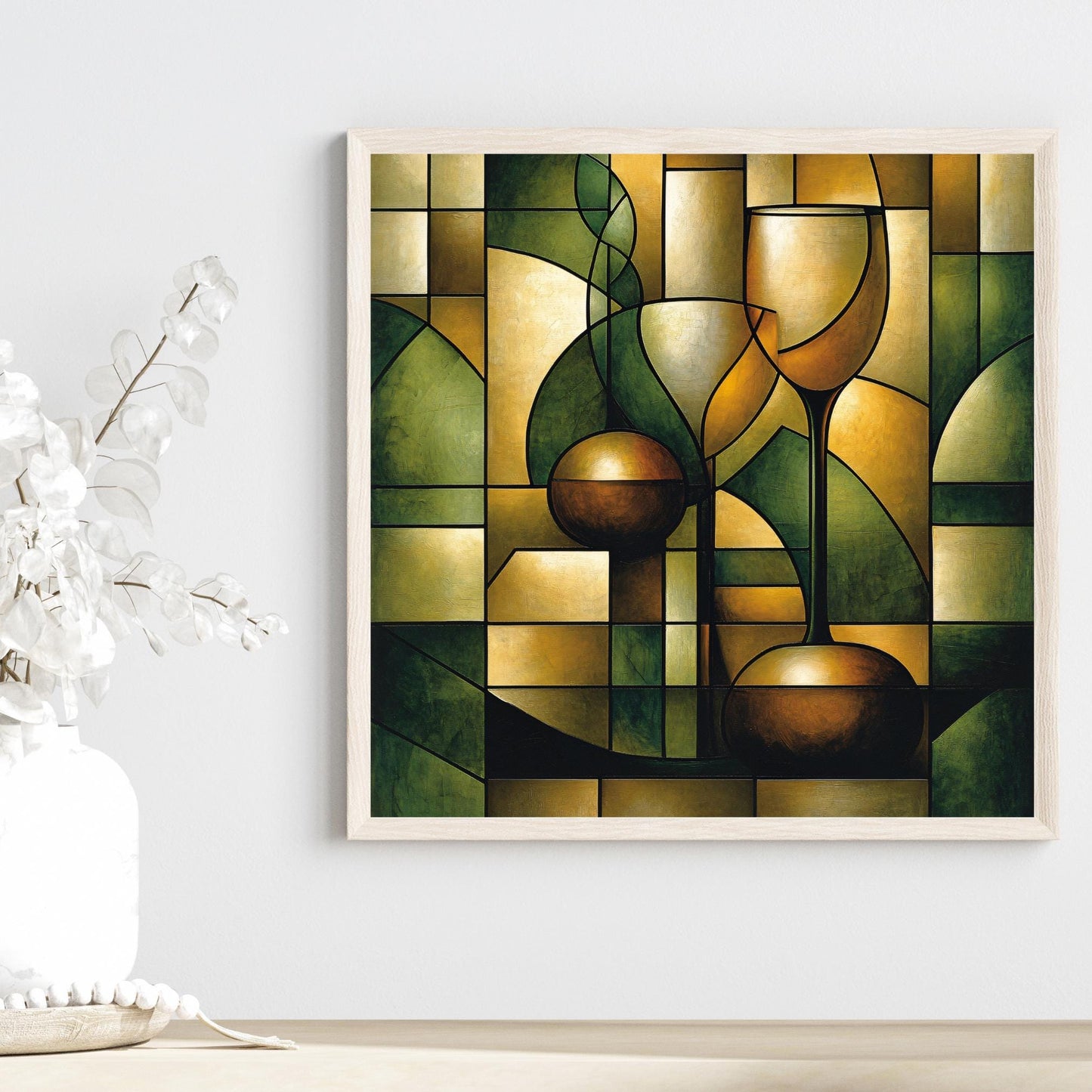 Abstract Wine Glass Ceramic Tile Art | Unique Decorative Tile for Home Bar | Stylish Housewarming Gift for Wine Lovers | Kitchen Decor
