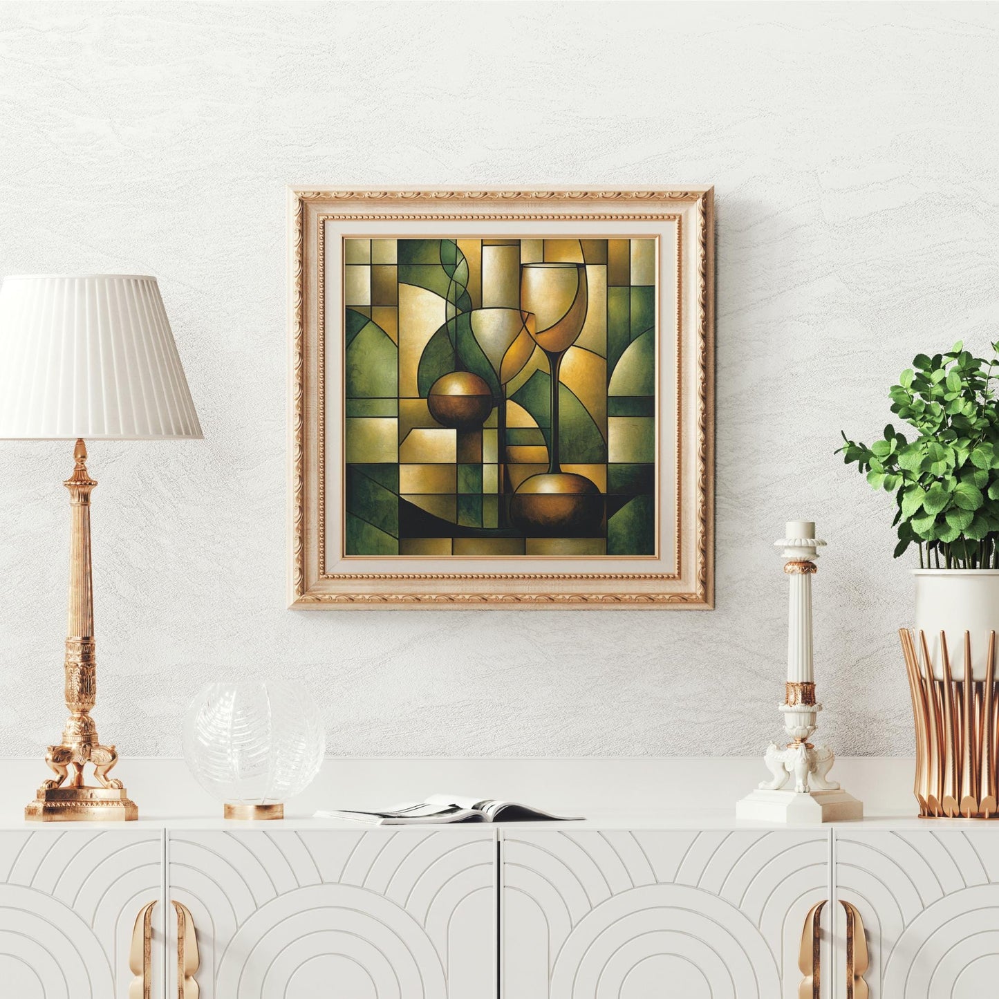 Abstract Wine Glass Ceramic Tile Art | Unique Decorative Tile for Home Bar | Stylish Housewarming Gift for Wine Lovers | Kitchen Decor