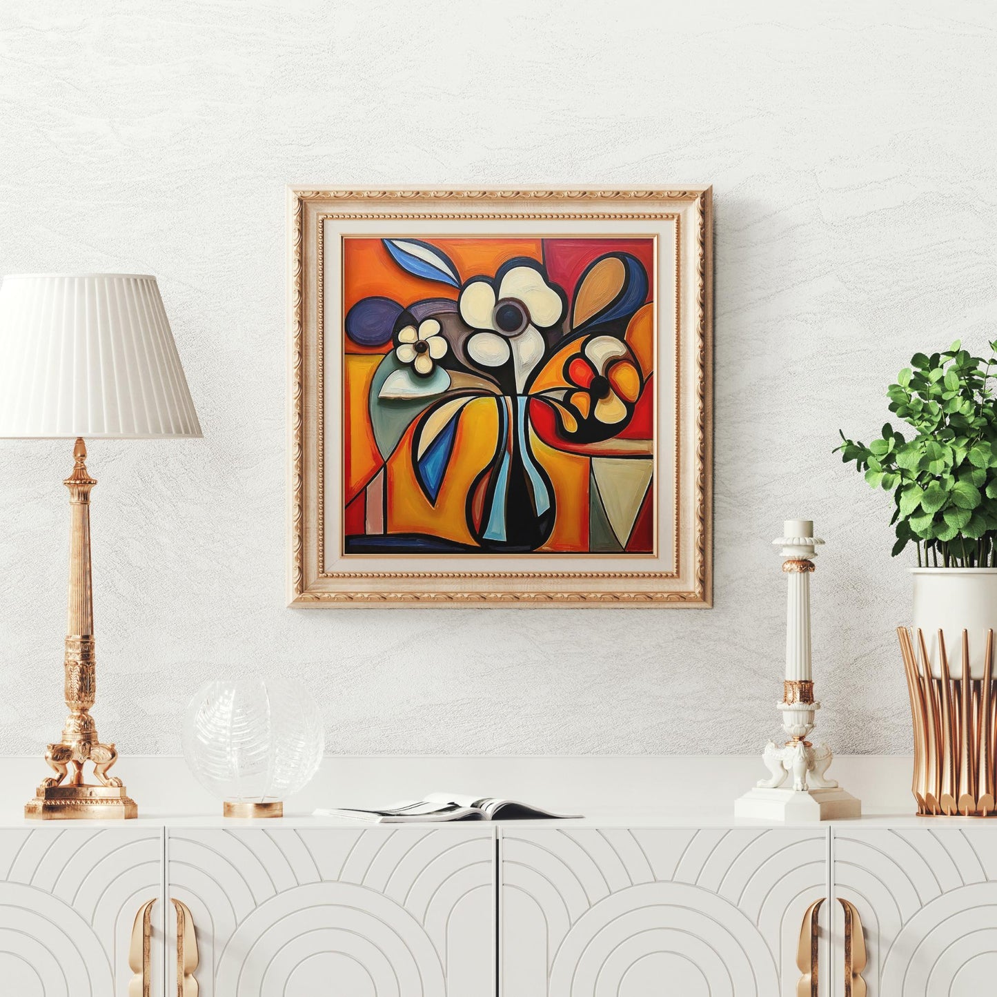 Ceramic Tile Art- Cubism Art -  Vibrant Abstract Wall Decor - Home Decor Accent Piece - Ideal Gift for Housewarming or Art Lover