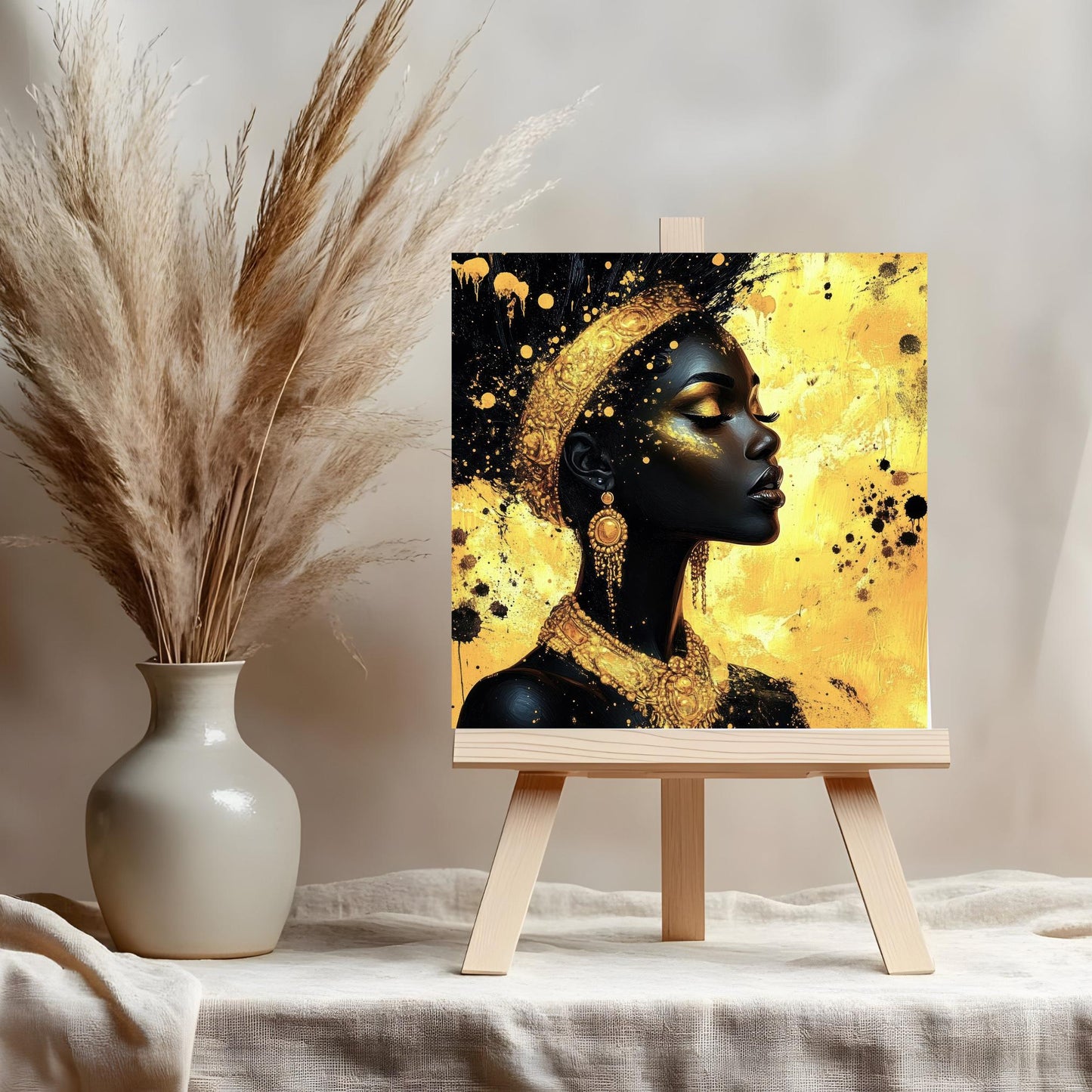 Boho Abstract Black Woman Art - Ceramic Art Tile - Black Wall Art - African Art Print - African American Woman - Unique Gift for Her