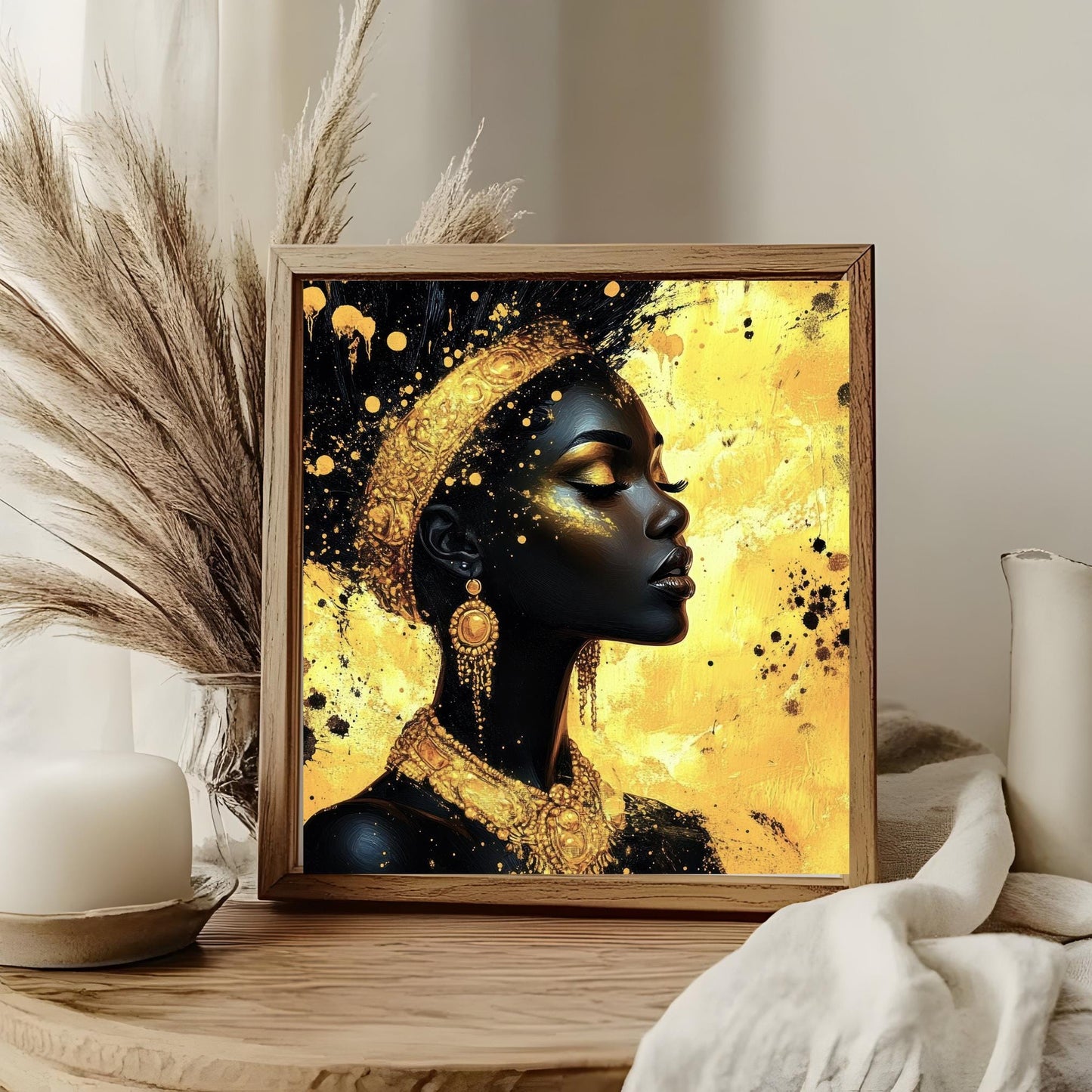 Boho Abstract Black Woman Art - Ceramic Art Tile - Black Wall Art - African Art Print - African American Woman - Unique Gift for Her
