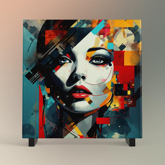 Mid-Century Modern Ceramic Tile Art, Abstract Woman Wall Decor, Unique Artistic Accent for Home, Perfect Gift for Art Lovers
