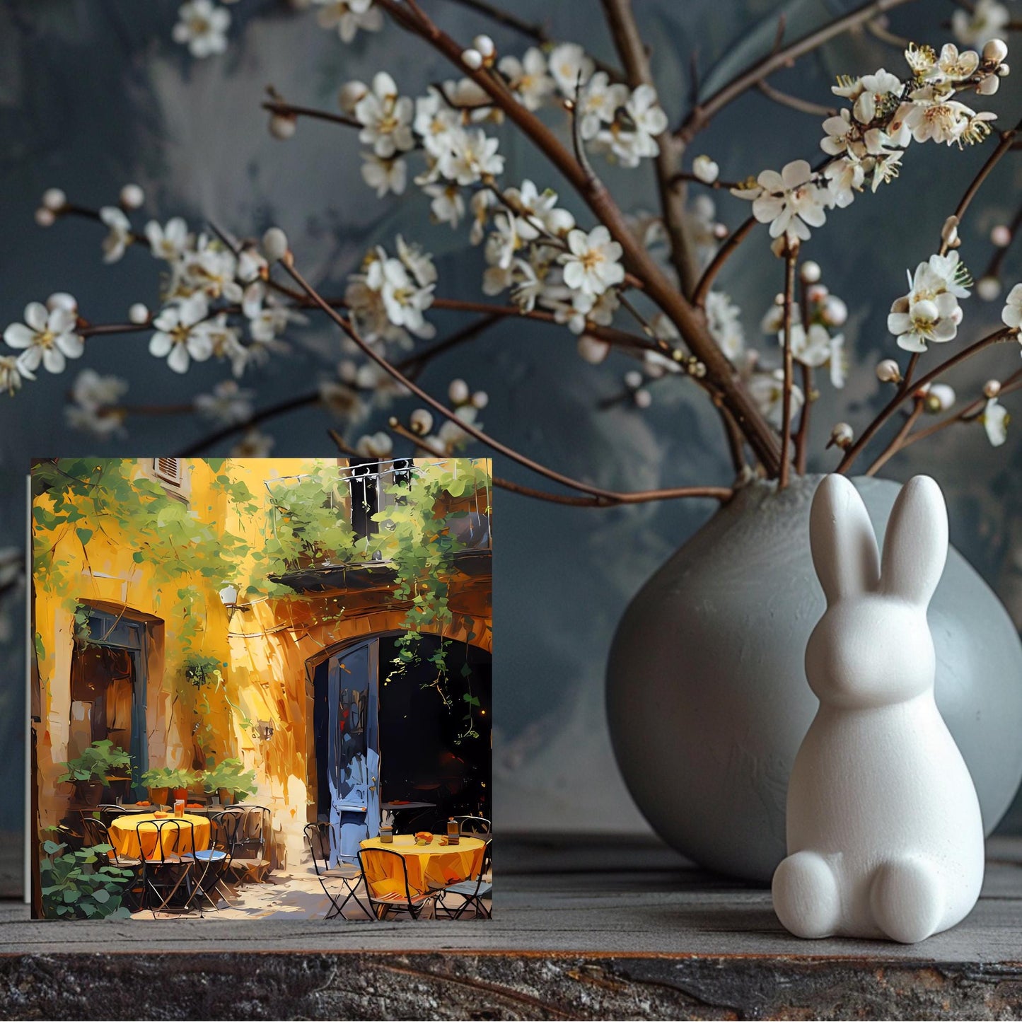 Rustic Cafe Ceramic Tile, Beautiful Quaint Mediterranean Art for Home Decoration, Unique Gift for Housewarming