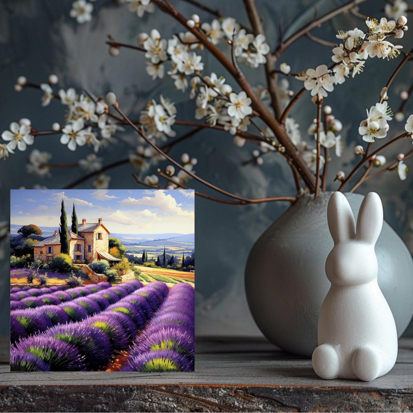 French Lavender Field Ceramic Tile, Mediterranean Wall Art Decor, Charming Home Accent, Nature Art, Rustic Artwork, Shabby Chic