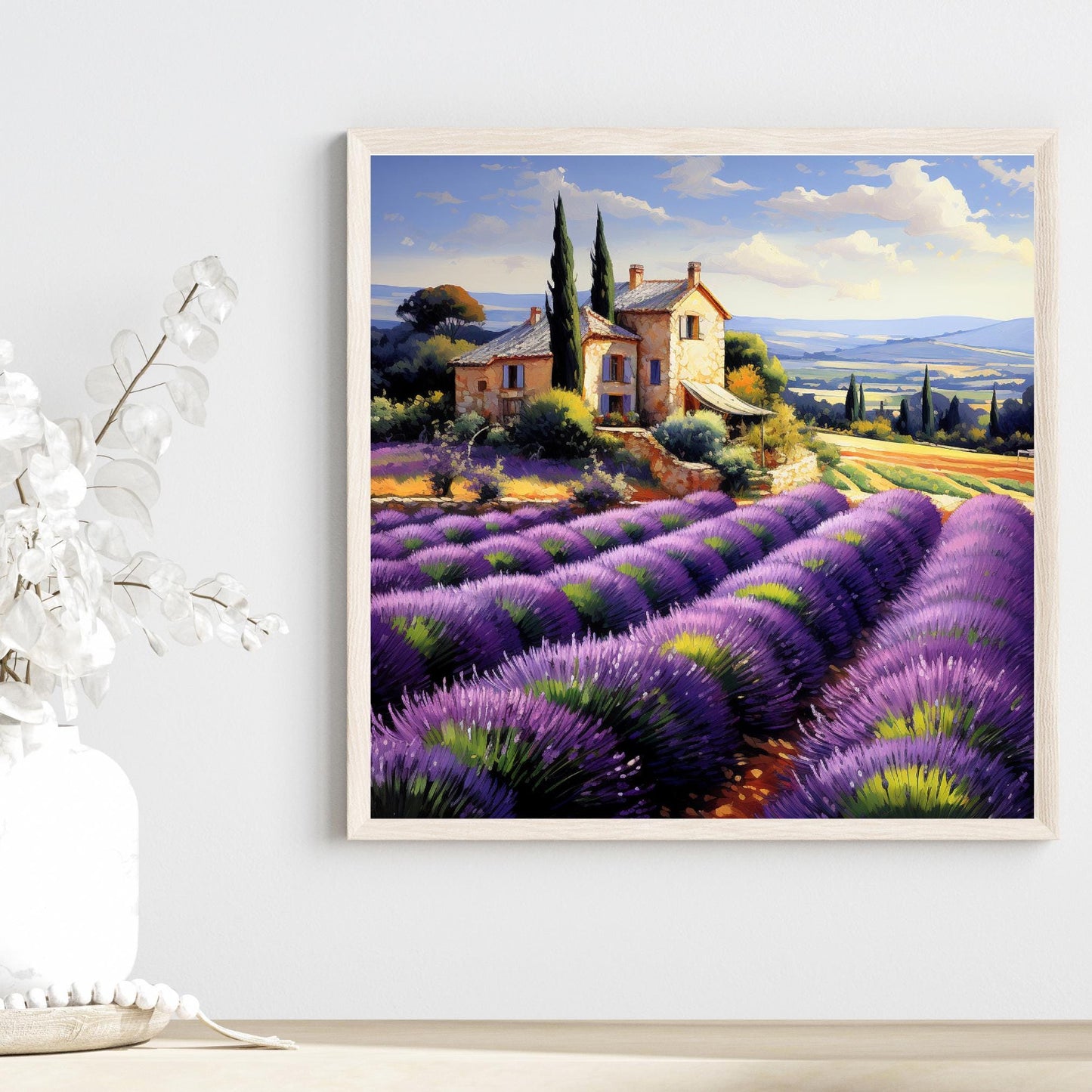 French Lavender Field Ceramic Tile, Mediterranean Wall Art Decor, Charming Home Accent, Nature Art, Rustic Artwork, Shabby Chic