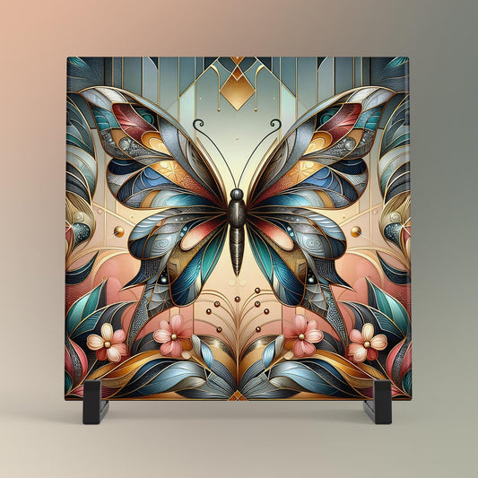 Art Nouveau Butterfly Ceramic Tile, Decorative Art Tile, Beautiful Art Deco Artwork, Unique Home Decor, Gallery Wall Art