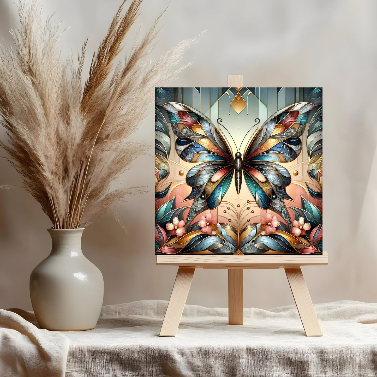 Art Nouveau Butterfly Ceramic Tile, Decorative Art Tile, Beautiful Art Deco Artwork, Unique Home Decor, Gallery Wall Art