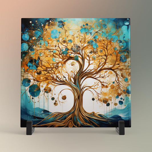 Abstract Tree of Life Ceramic Art Tile, Spring Home Decor, Stunning Wall Accent for Nature Lovers, Unique Gift for Housewarming
