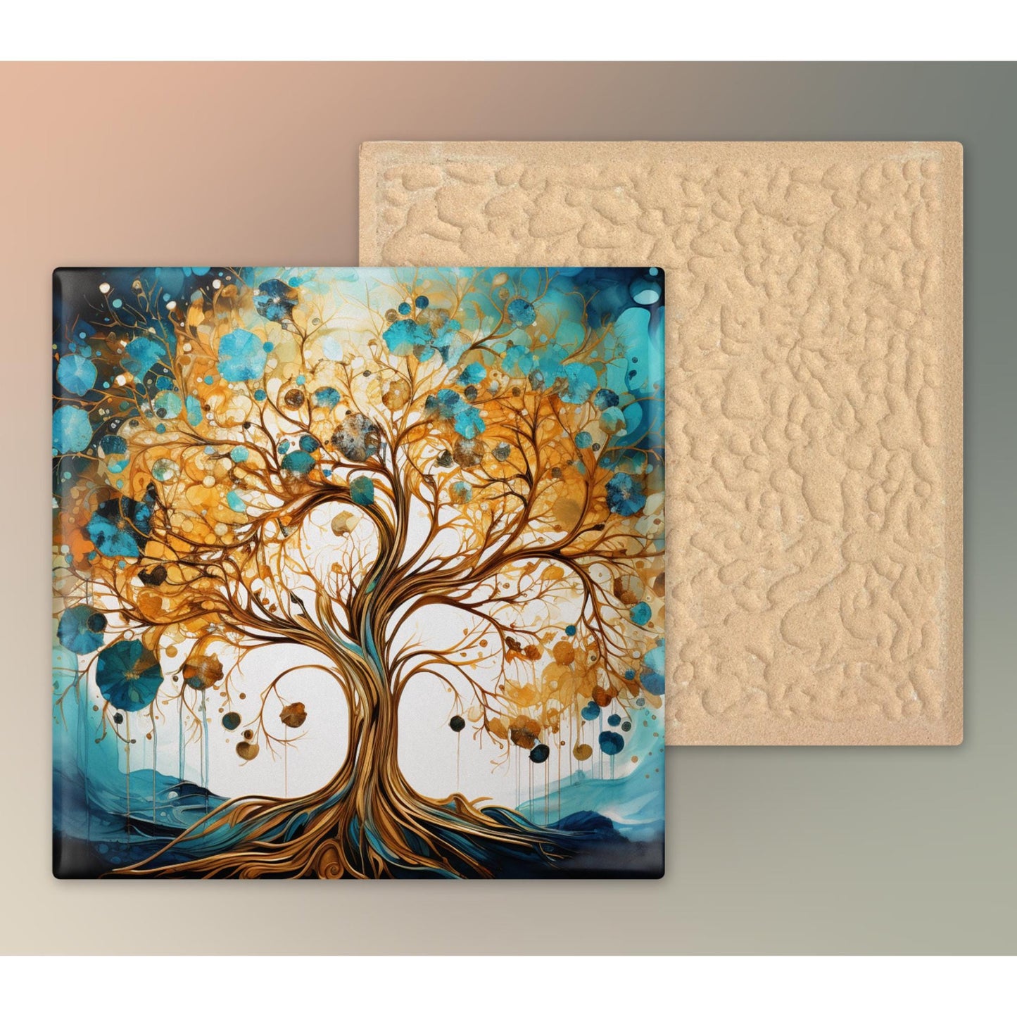 Abstract Tree of Life Ceramic Art Tile, Spring Home Decor, Stunning Wall Accent for Nature Lovers, Unique Gift for Housewarming