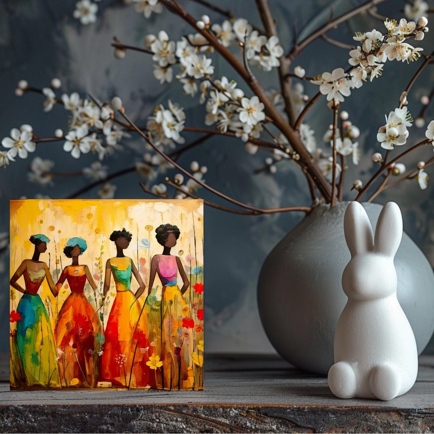 Black Woman with Flowers Ceramic Tile,  Trendy Wall Art Black Girl Art, Black Woman Wall Art, Black Girl Poster Art, African American Art
