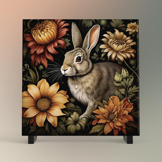 Art Nouveau Rabbit Ceramic Tile, William Morris Inspired Decor, Classic Rabbit Art, Art Deco Woodland Rabbit, Nature Wall Decor