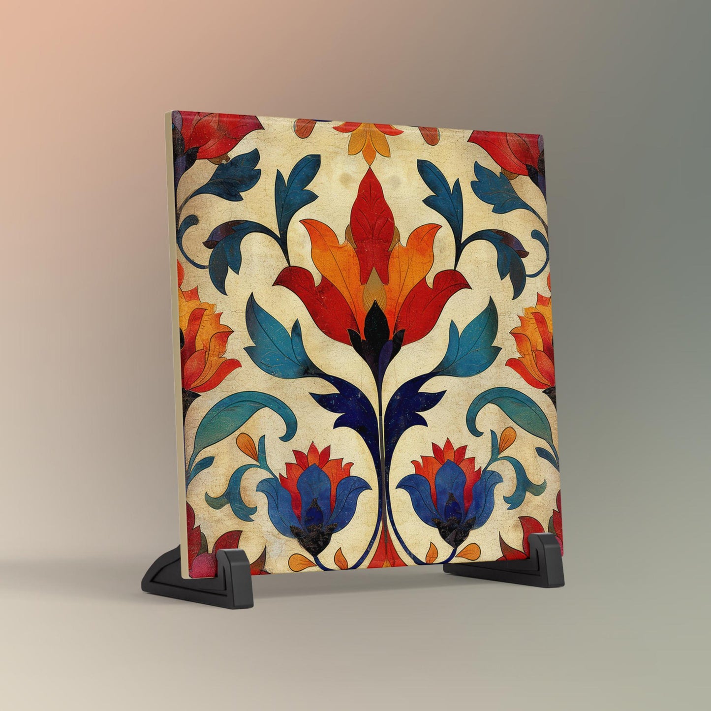 Floral Ceramic Tile - Exquisite Moroccan Flower Art for Stylish Wall Decor - Gallery Wall Art - Mediterranean Tile Art