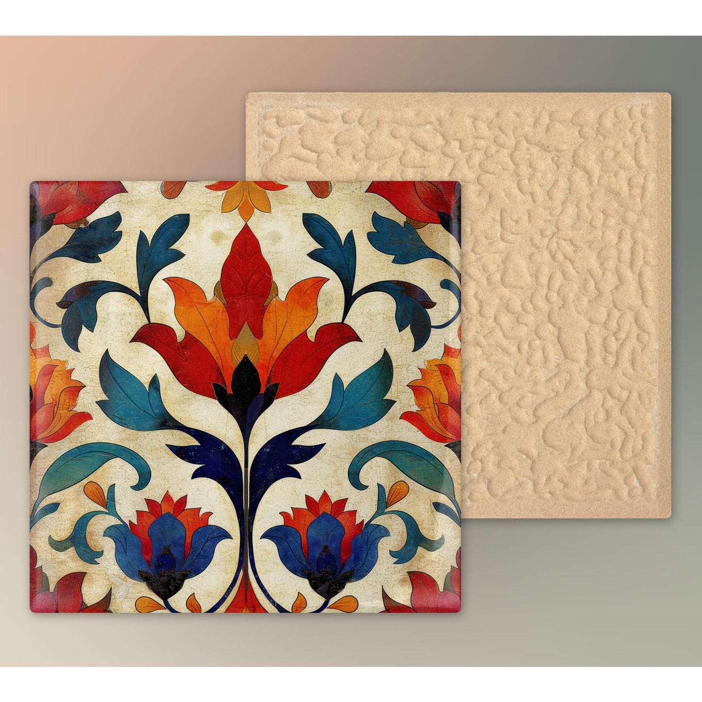 Floral Ceramic Tile - Exquisite Moroccan Flower Art for Stylish Wall Decor - Gallery Wall Art - Mediterranean Tile Art