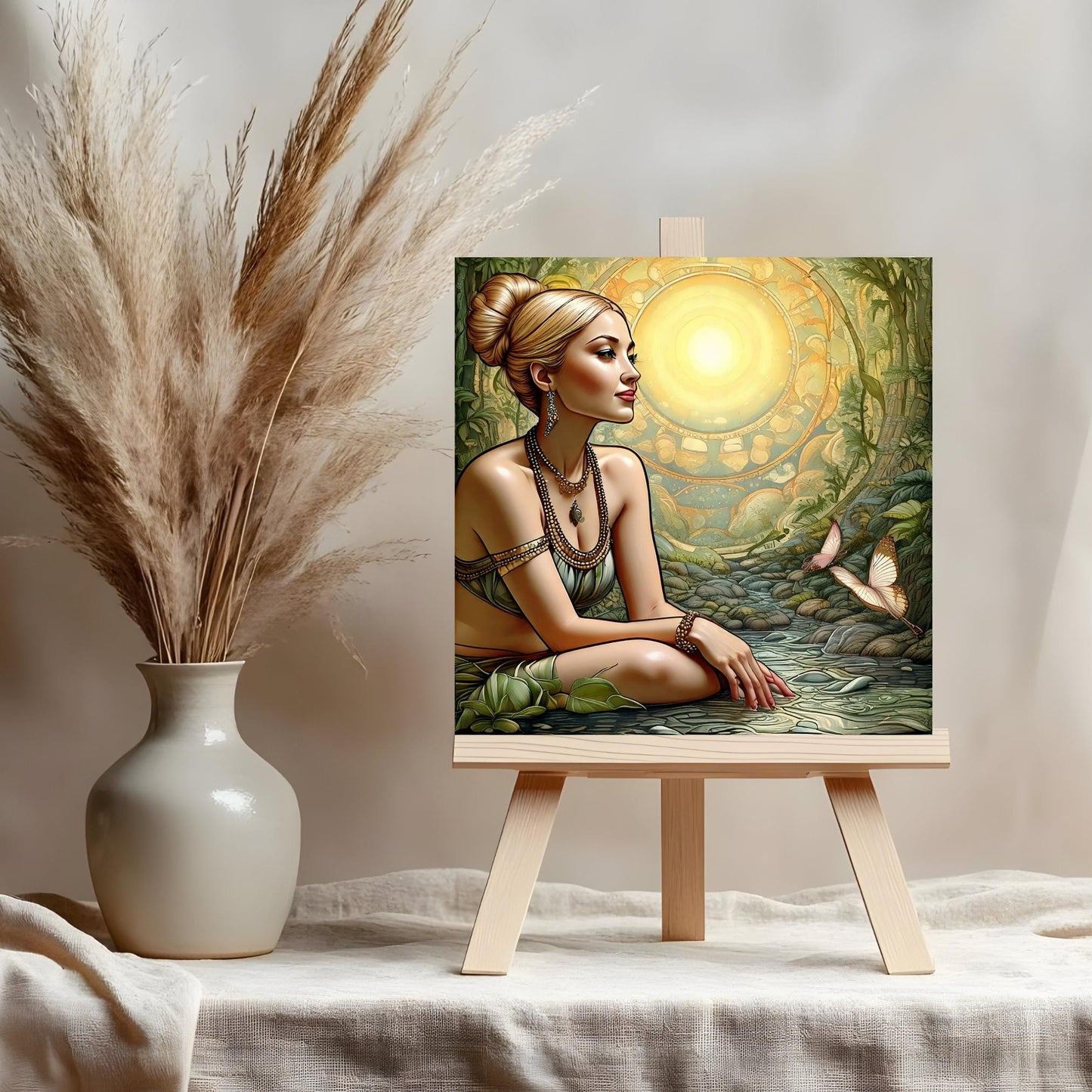 Woman Meditation Ceramic Tile | Elegant Mindfulness & Yoga Wall Decor | Spiritual Ceramic Art Tile | Zen | Namaste | Self Care Art