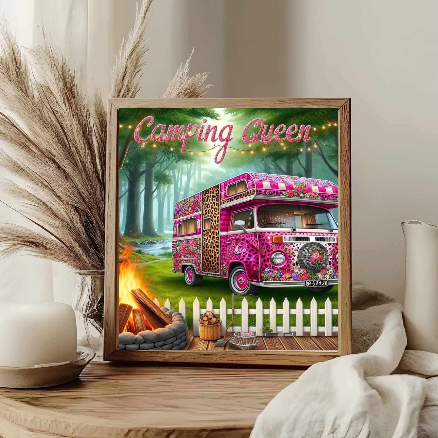Camping Queen Art Tile, Scenic Adventure Decor for RV Life, Thoughtful Gift for Nature Lovers and Outdoor Explorers