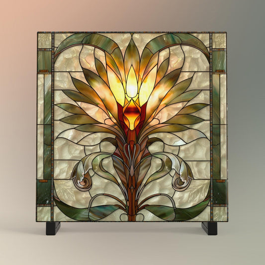 Elegant Lotus Flower Ceramic Tile Art | Stained Glass Look Flower Wall Decor | Yoga and Meditation | Spiritual Mindfulness Gift | Spa Gift 3
