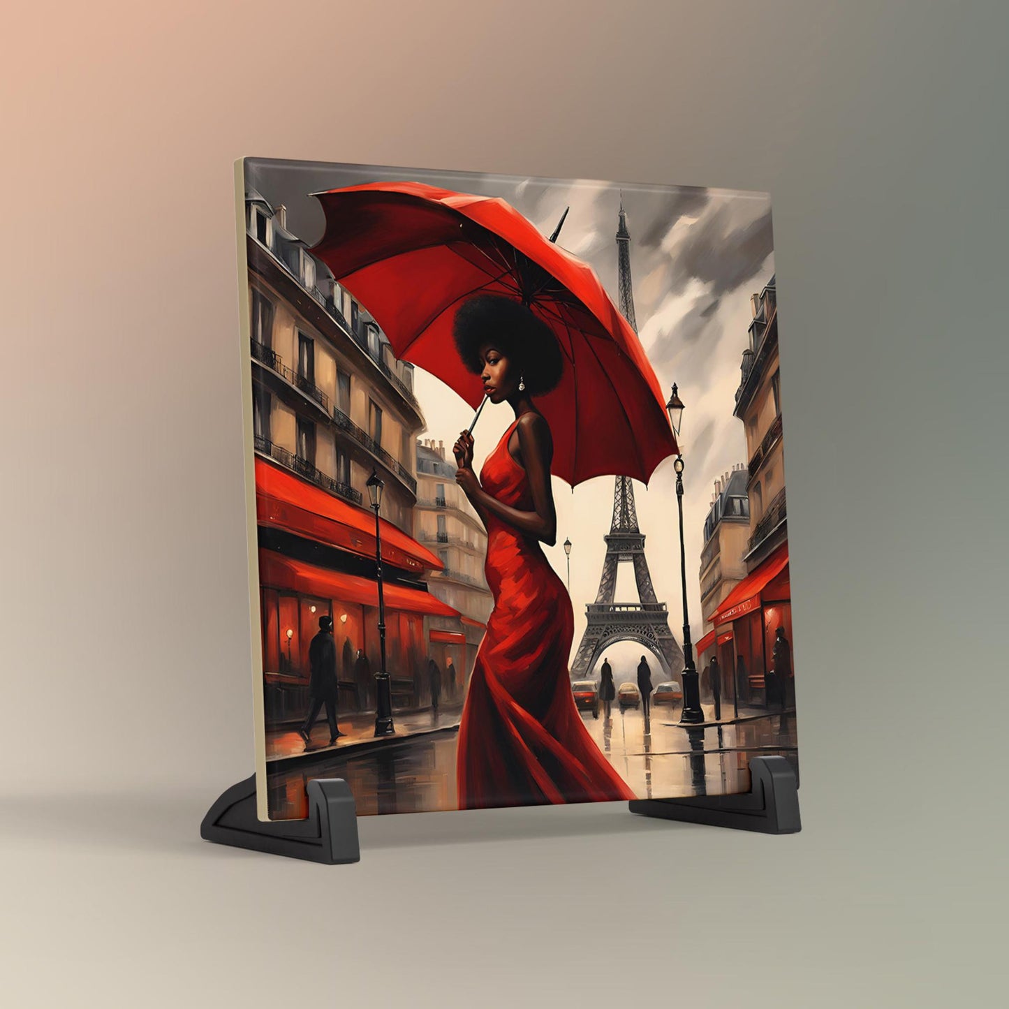 Black Woman Art Ceramic Tile, Trendy Wall Art Black Girl Art, Black Woman Wall Art, African American Woman Art, About Last Night in Paris