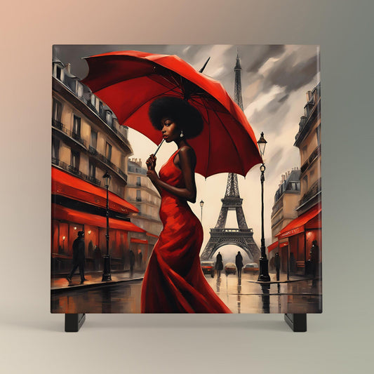 Black Woman Art Ceramic Tile, Trendy Wall Art Black Girl Art, Black Woman Wall Art, African American Woman Art, About Last Night in Paris