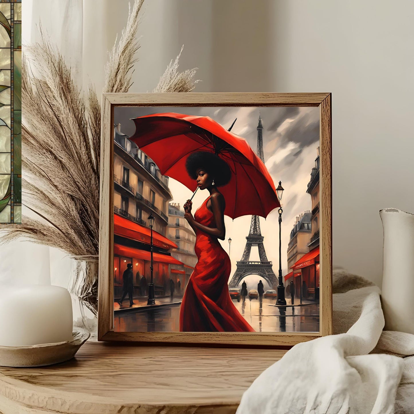 Black Woman Art Ceramic Tile, Trendy Wall Art Black Girl Art, Black Woman Wall Art, African American Woman Art, About Last Night in Paris