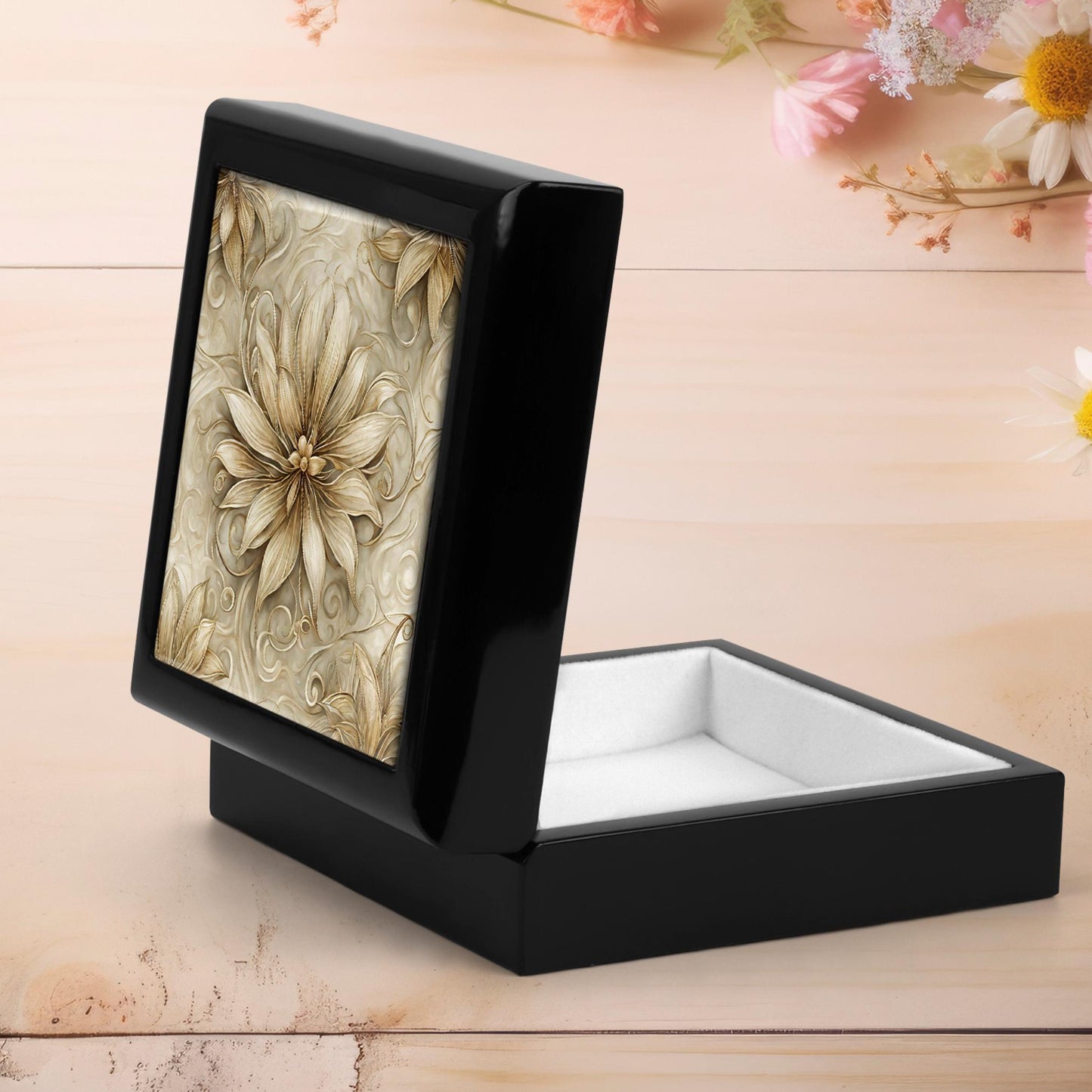 Floral Art Jewelry Box, Elegant Custom Keepsake Organizer for Memories, Ideal Mother's Day Gift