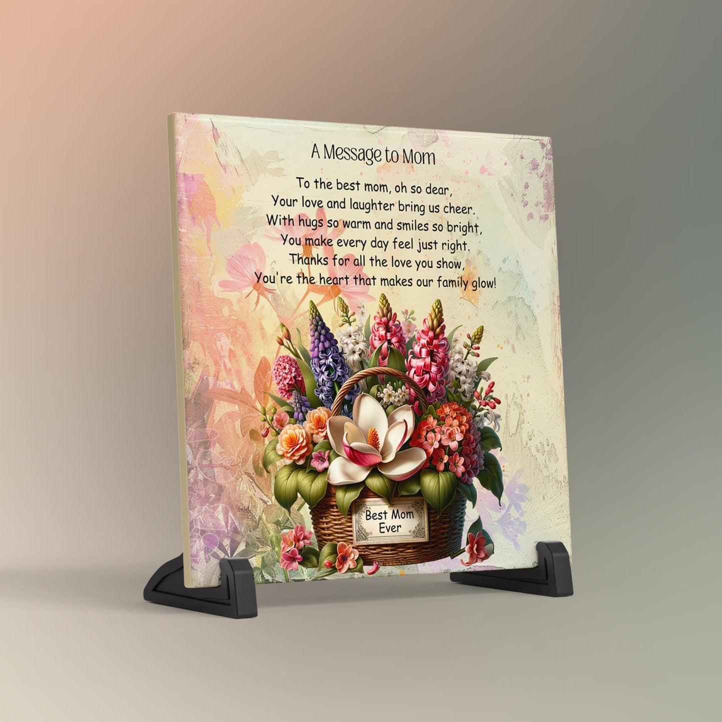 Custom Floral Keepsake Box, Cherished Memory Box with Special Message for Mom, Ideal Mother's Day Gift, Ceramic Tile Option