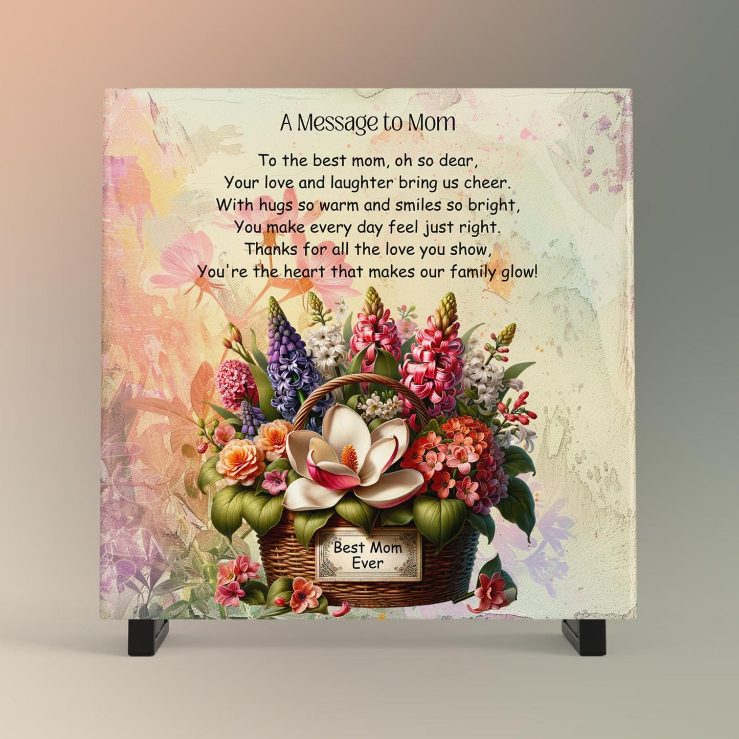 Custom Floral Keepsake Box, Cherished Memory Box with Special Message for Mom, Ideal Mother's Day Gift, Ceramic Tile Option