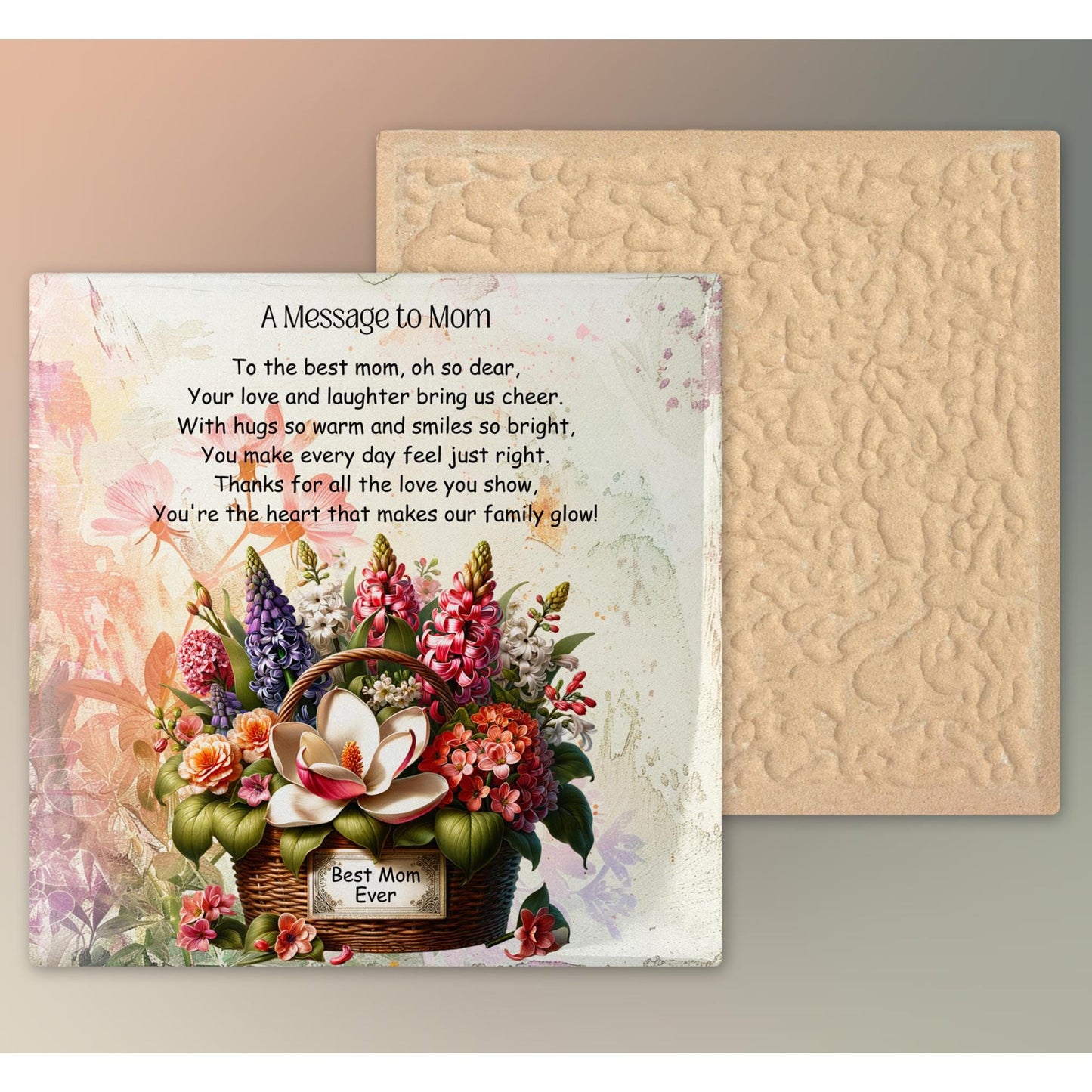 Custom Floral Keepsake Box, Cherished Memory Box with Special Message for Mom, Ideal Mother's Day Gift, Ceramic Tile Option