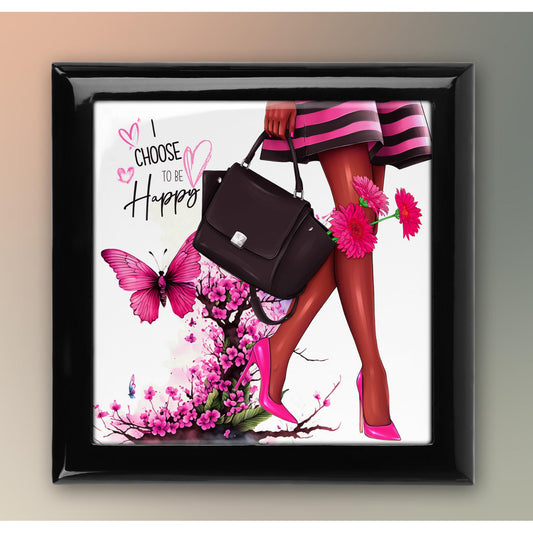 African American Keepsake Box, Beautiful Black Woman Art Tile Memory Box, Perfect for Storing Treasures, Gift for Her, Ceramic Tile Option