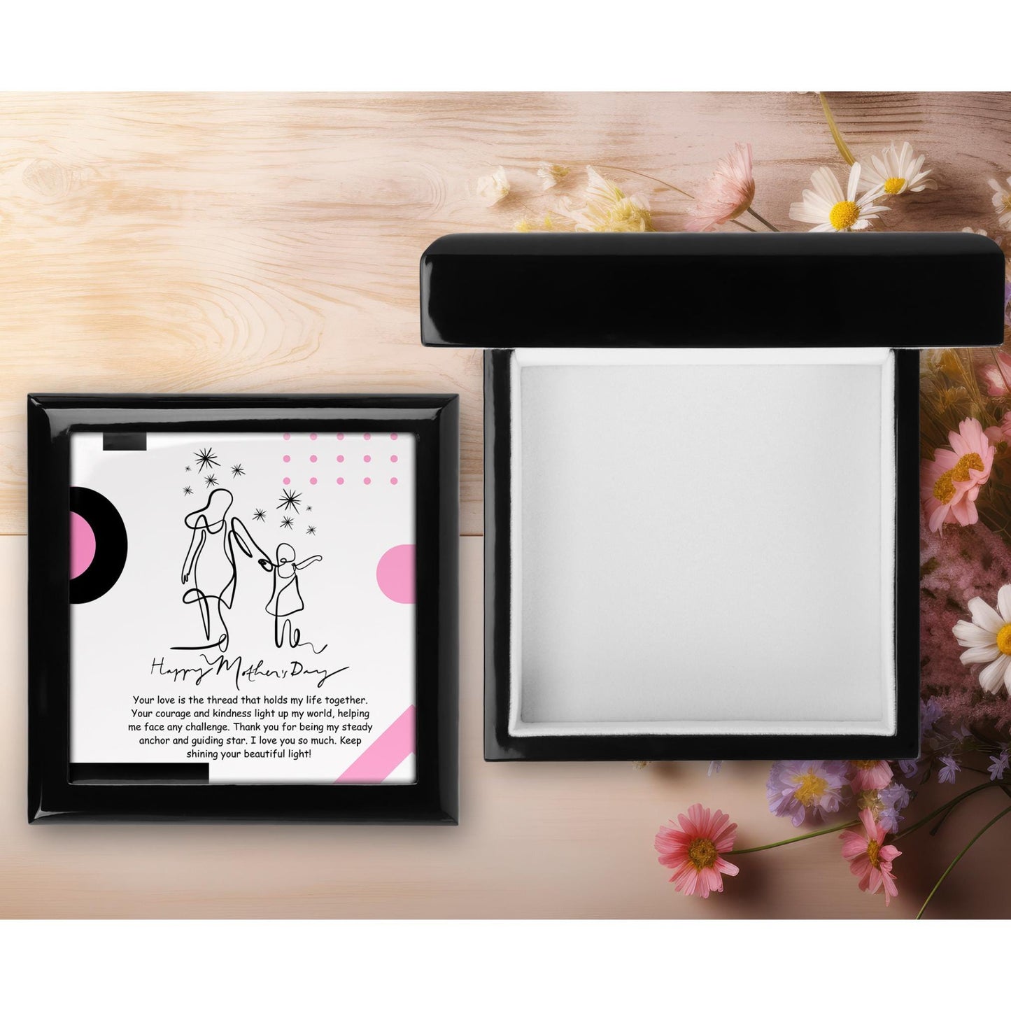 Personalized Gift for Mom Keepsake Box, Custom Ceramic Art Tile Memory Box,  Gift for Mother's Day, Jewelry Storage, Ceramic Tile Option