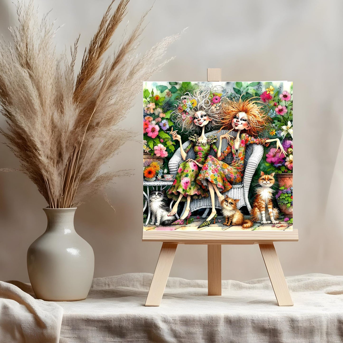 Quirky Women Best Friend Art Tile, Funny Cat Lady Decor, Perfect Gift for Cat Lovers, Hilarious Bestie Birthday Gift