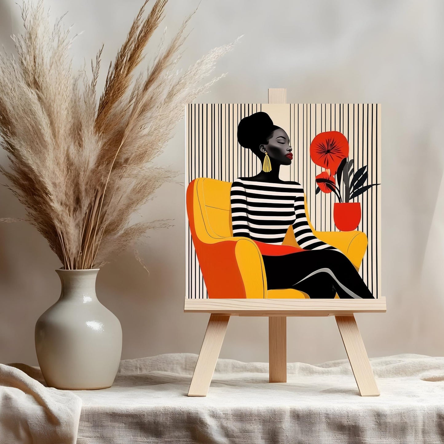 Black Woman Art Ceramic Tile, Trendy Wall Art Black Girl Art, Black Woman Wall Art, African American Woman Art, Flower Art