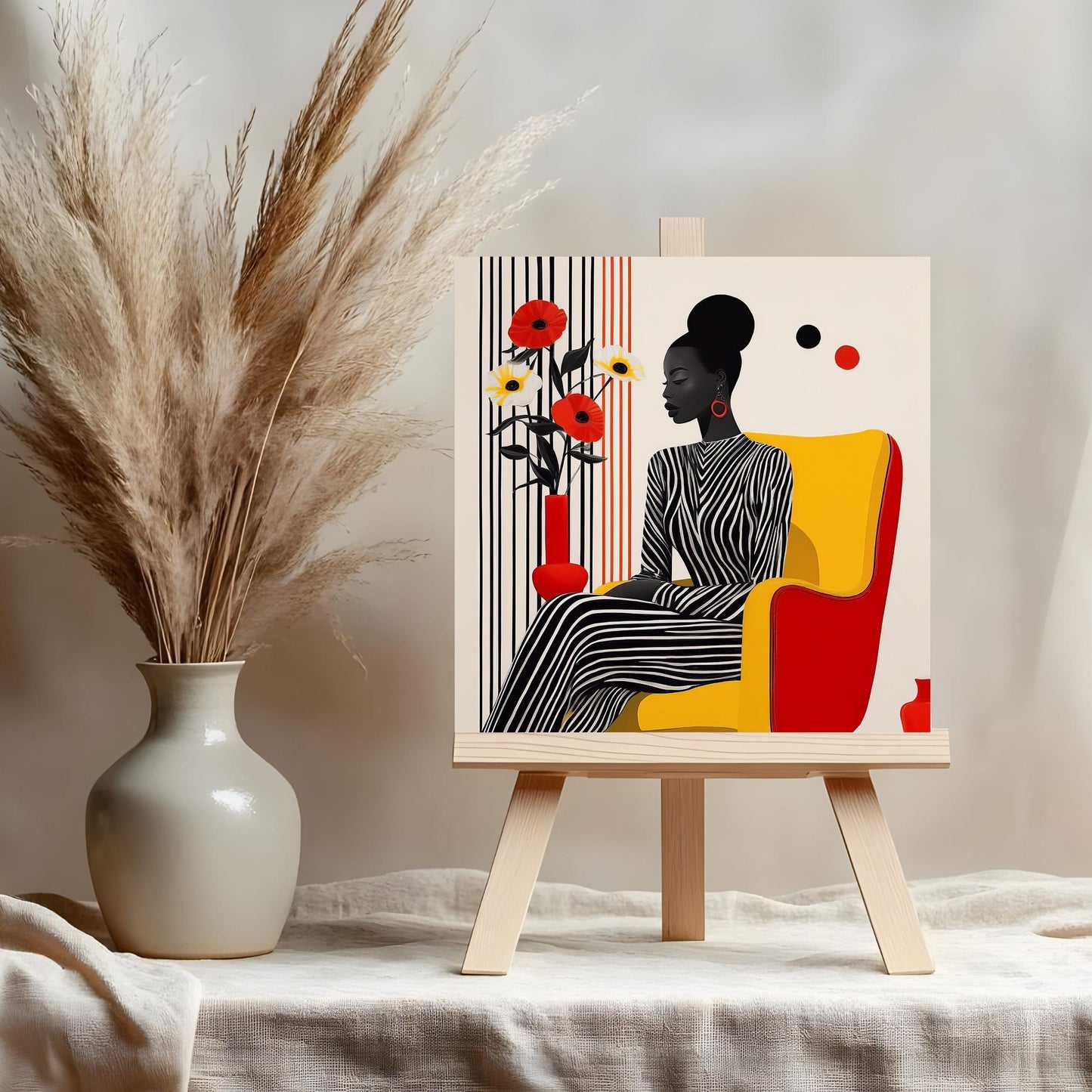 Black Woman Art Ceramic Tile, Trendy Wall Art Black Girl Art, Black Woman Wall Art, African American Woman Art, Flower Art II