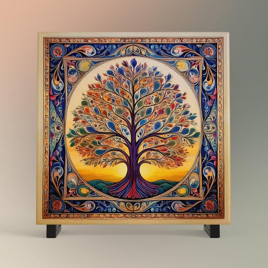 Tree of Life Ceramic Art Tile, Elegant Art Deco Home Decor, Nature-Inspired Wall Accent, Unique Gift Spring Home Decor