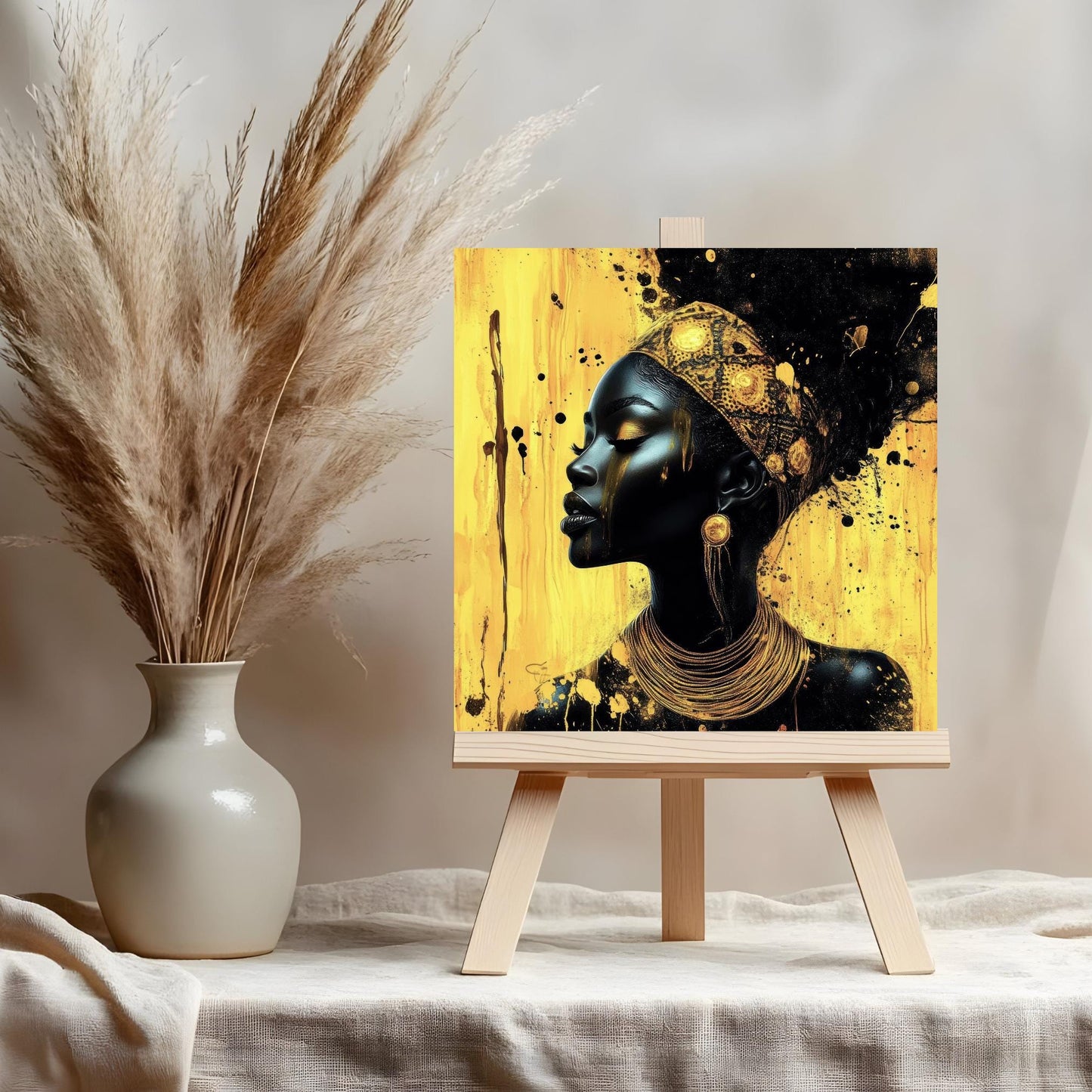 Boho Abstract Black Woman Art II - Ceramic Art Tile - Black Wall Art - African Art Print - African American Woman - Unique Gift for Her