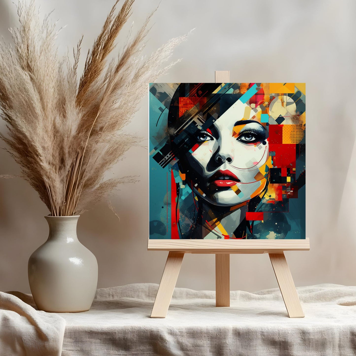 Mid-Century Modern Ceramic Tile Art, Abstract Woman Wall Decor, Unique Artistic Accent for Home, Perfect Gift for Art Lovers
