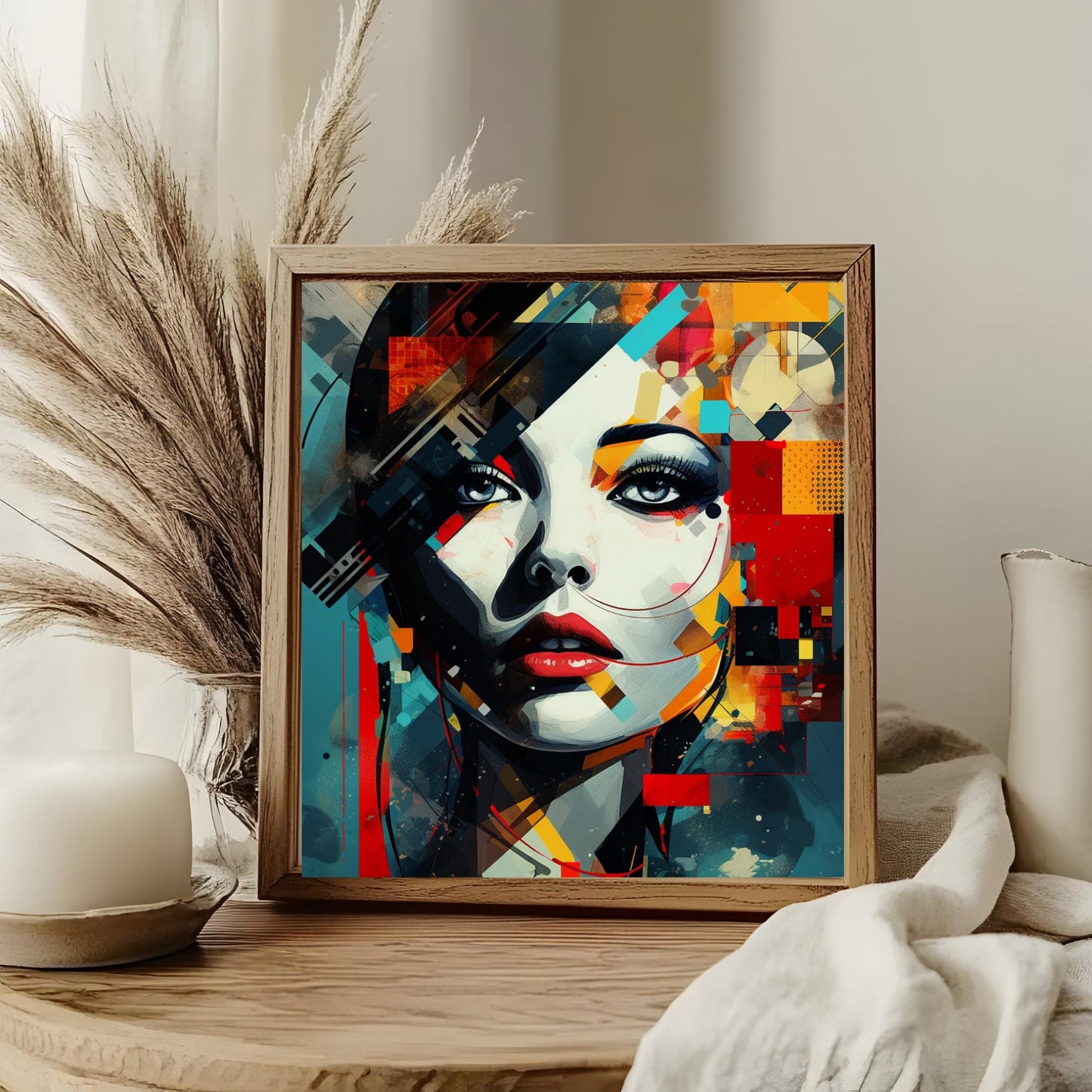 Mid-Century Modern Ceramic Tile Art, Abstract Woman Wall Decor, Unique Artistic Accent for Home, Perfect Gift for Art Lovers