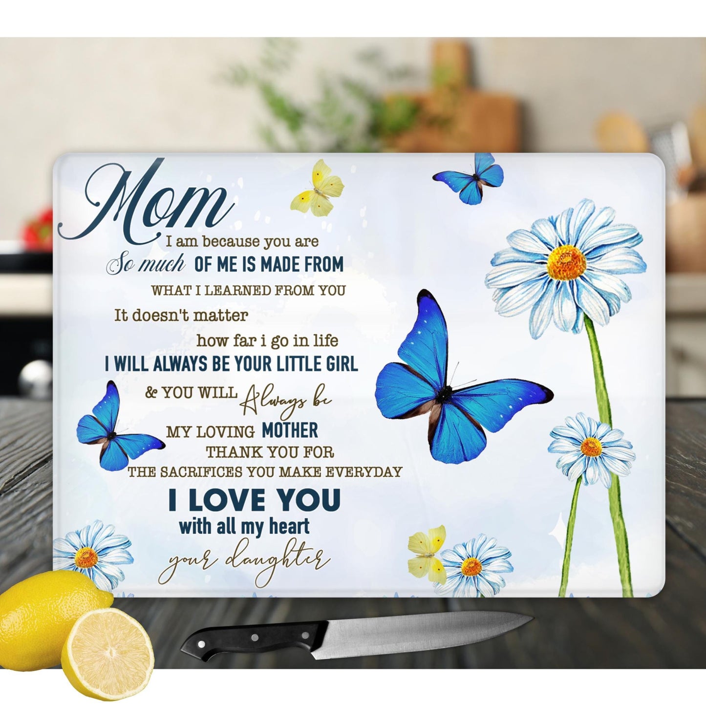 Mother's Glass Cutting Board, Vibrant Serving Tray for Charcuterie, Ideal Housewarming Gift from Daughter to Mother - Mother's Day Gift
