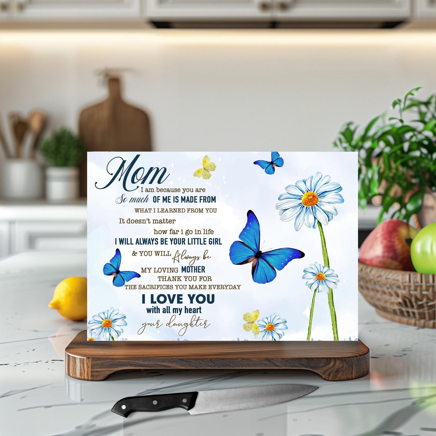 Mother's Glass Cutting Board, Vibrant Serving Tray for Charcuterie, Ideal Housewarming Gift from Daughter to Mother - Mother's Day Gift