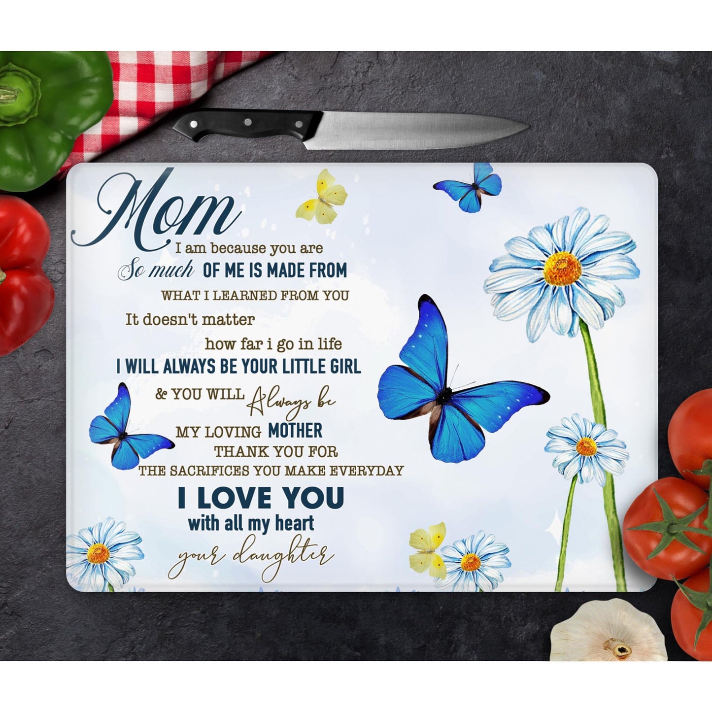 Mother's Glass Cutting Board, Vibrant Serving Tray for Charcuterie, Ideal Housewarming Gift from Daughter to Mother - Mother's Day Gift