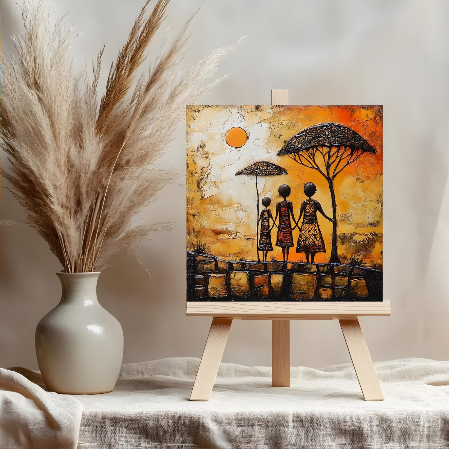 African Print Ceramic Art Tile - Stunning Minimalist African Print  - Decorative Wall Hanging - Black Art - Home Decor - Ceramic Art Plaque