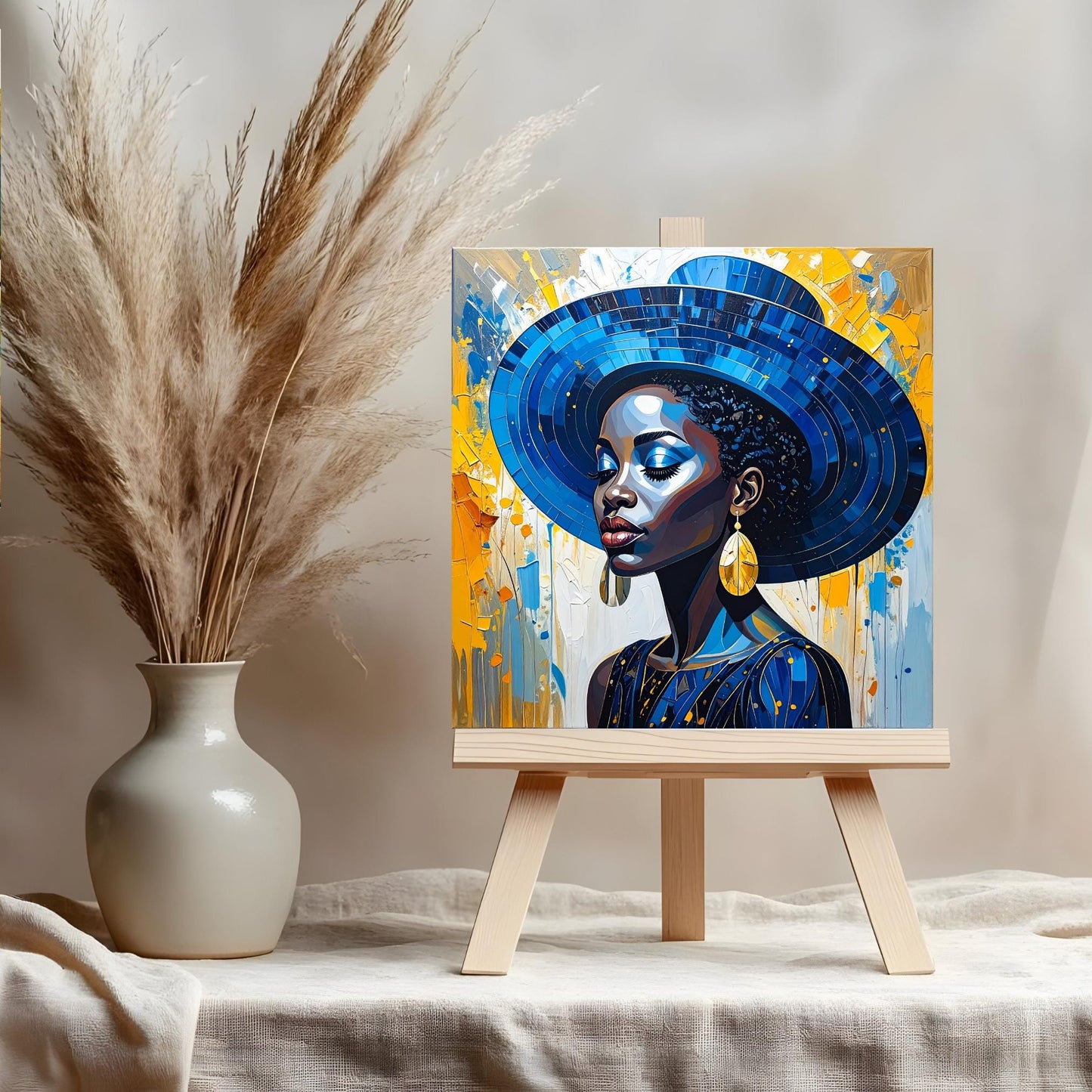 Black Woman Wildflower Ceramic Art Tile - Stunning African American Wall Decor - Perfect for Birthday Gift - Boho Chic Style