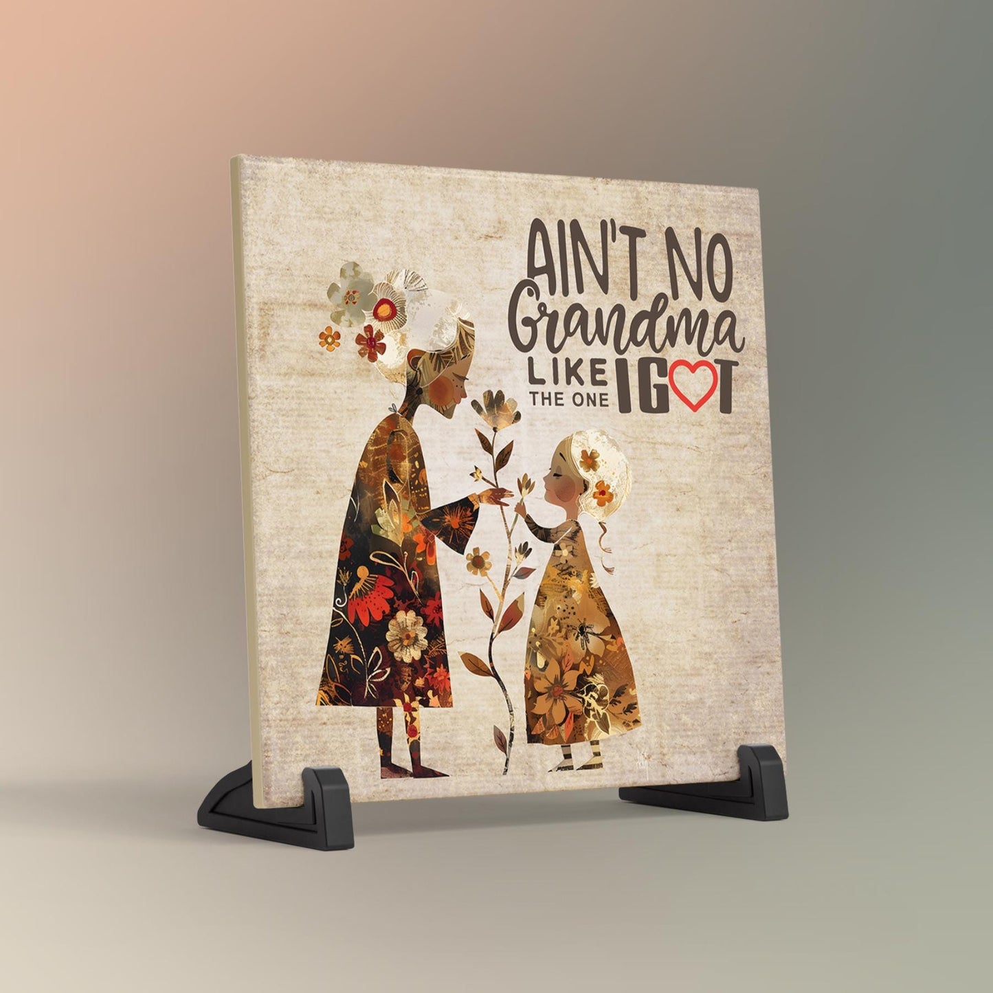Favorite Grandma Tile Art, Boho Chic Grandma Decoration, Heartfelt Gift for Nana, Handcrafted Ceramic Keepsake