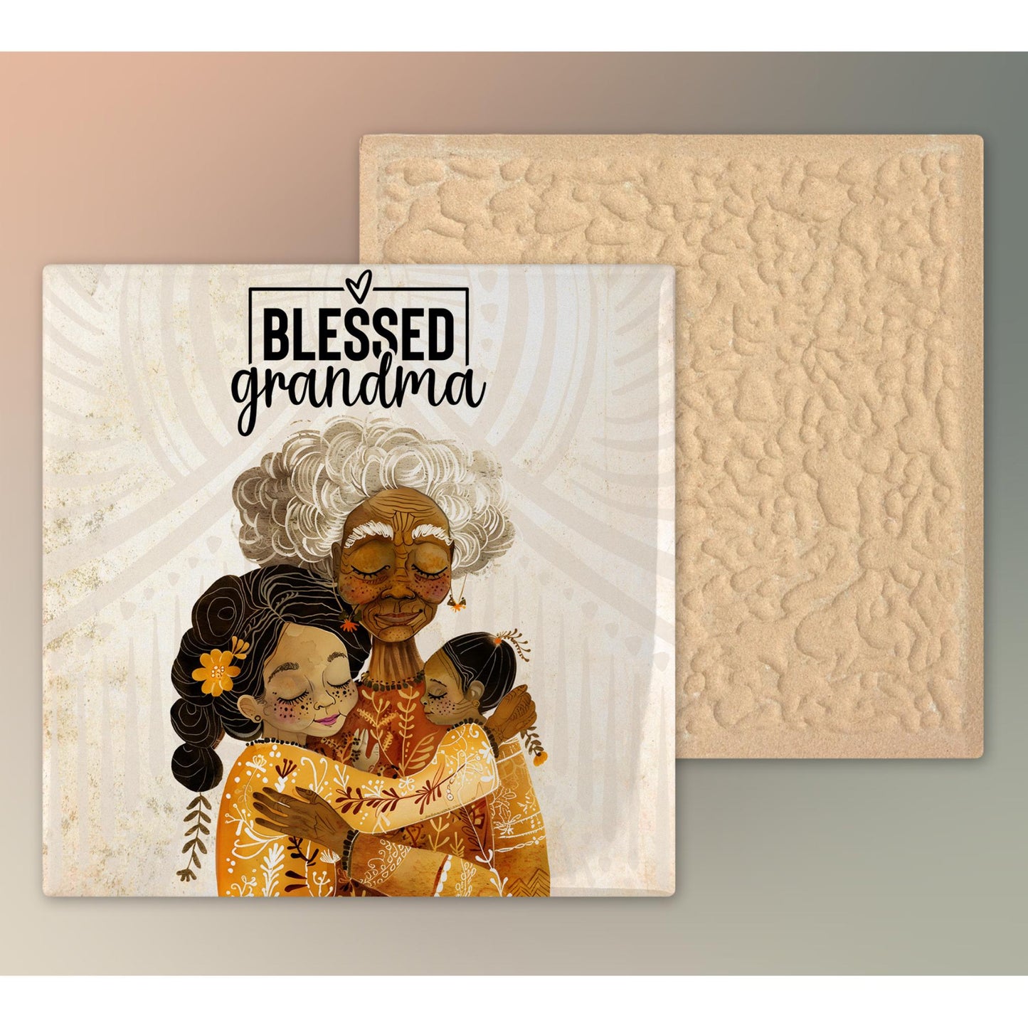 Blessed Grandma Tile Art, Artisan Boho Chic Decor, Meaningful Gift for Nana, Handcrafted Ceramic Keepsake for Love