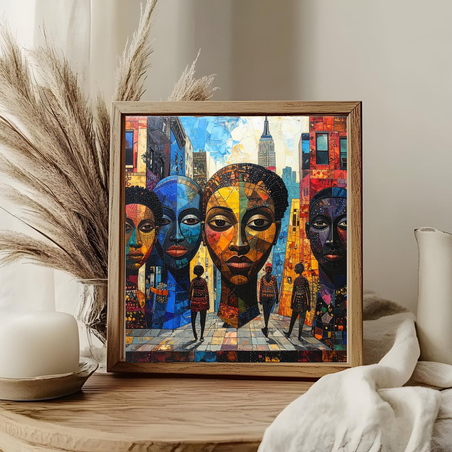 African Art Ceramic Tile, Urban Black Artwork for Unique Home Decor, Perfect Gift for Home Accents and Spring Refresh